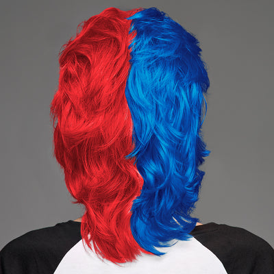 SPIRIT WEAR MVP MULLET WIG IN COLOR BLUE 300 & RED 185