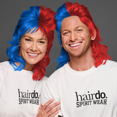 SPIRIT WEAR MVP MULLET WIG IN COLOR BLUE 300 & RED 185