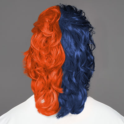 SPIRIT WEAR MVP MULLET WIG IN COLOR BLUE 533 & ORANGE 172