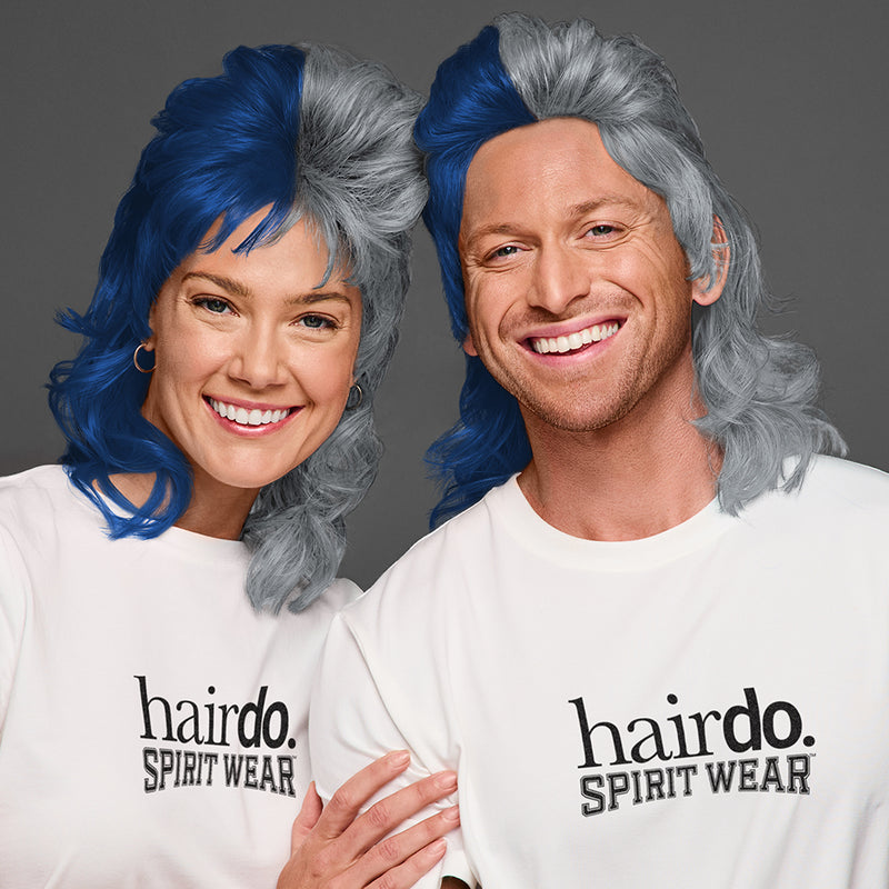 SPIRIT WEAR MVP MULLET WIG IN COLOR BLUE 2767 & GRAY 9