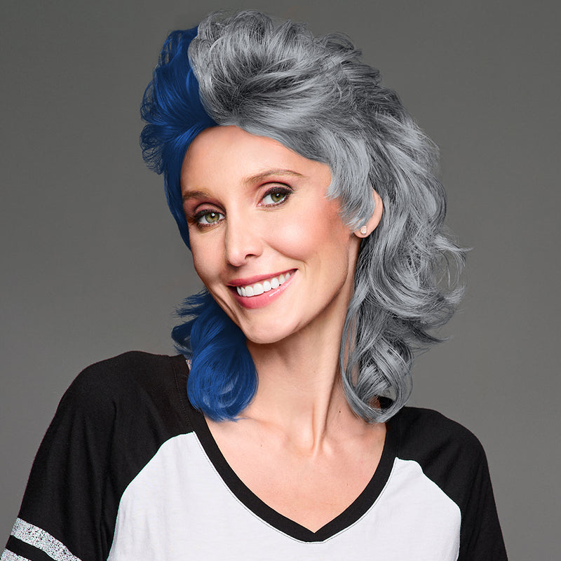 SPIRIT WEAR MVP MULLET WIG IN COLOR BLUE 2767 & GRAY 9