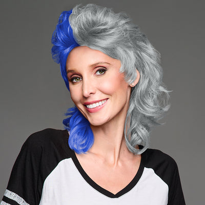 SPIRIT WEAR MVP MULLET WIG IN COLOR BLUE 286 & GRAY 429