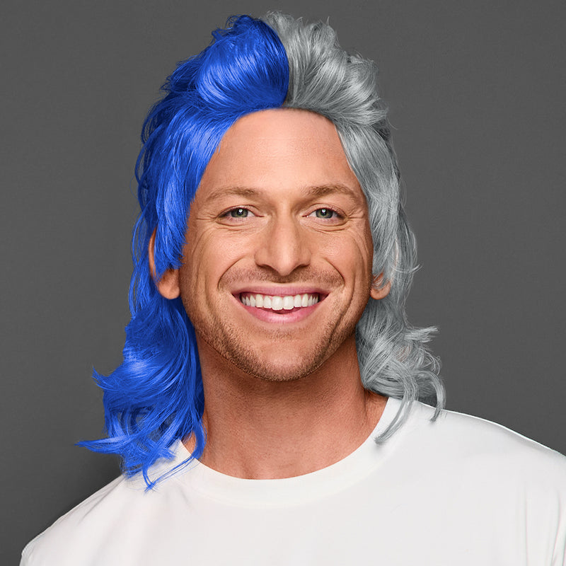 SPIRIT WEAR MVP MULLET WIG IN COLOR BLUE 286 & GRAY 429