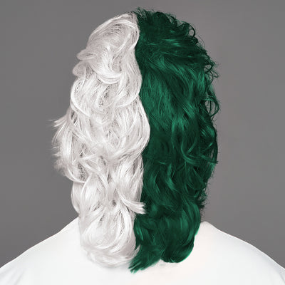 SPIRIT WEAR MVP MULLET WIG IN COLOR GREEN 567 & WHITE
