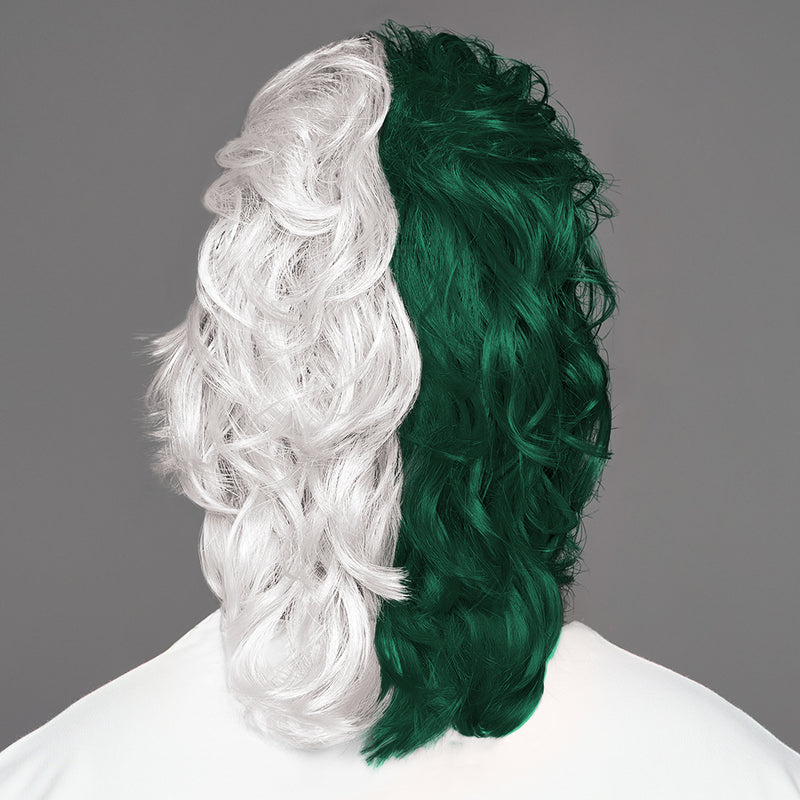 SPIRIT WEAR MVP MULLET WIG IN COLOR GREEN 567 & WHITE