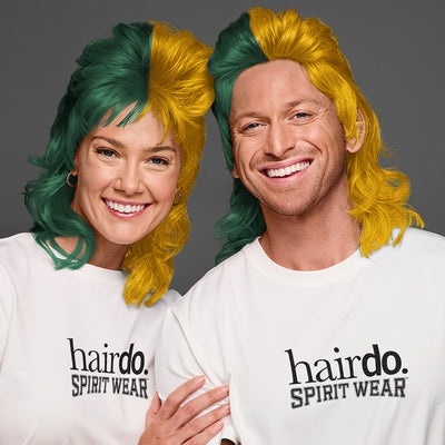 SPIRIT WEAR MVP MULLET WIG IN COLOR GREEN 3435 & GOLD 1235