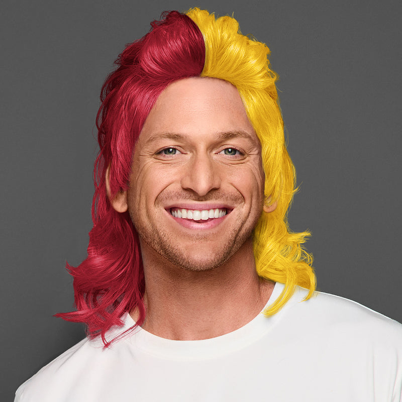 SPIRIT WEAR MVP MULLET WIG IN COLOR MAROON 202 & GOLD 136
