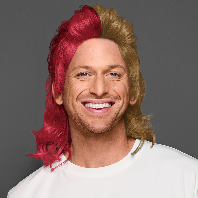 SPIRIT WEAR MVP MULLET WIG IN COLOR MAROON 202 & GOLD 874