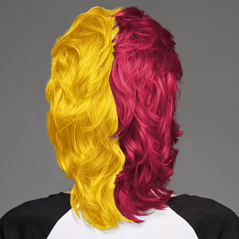 SPIRIT WEAR MVP MULLET WIG IN COLOR MAROON 208 & GOLD 123