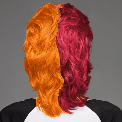 SPIRIT WEAR MVP MULLET WIG IN COLOR MAROON 208 & ORANGE 158