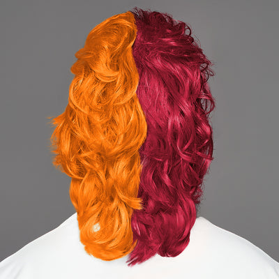 SPIRIT WEAR MVP MULLET WIG IN COLOR MAROON 208 & ORANGE 158