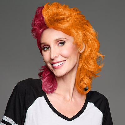 SPIRIT WEAR MVP MULLET WIG IN COLOR MAROON 208 & ORANGE 158