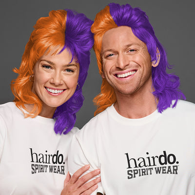 SPIRIT WEAR MVP MULLET WIG IN COLOR ORANGE 1595 & PURPLE 268