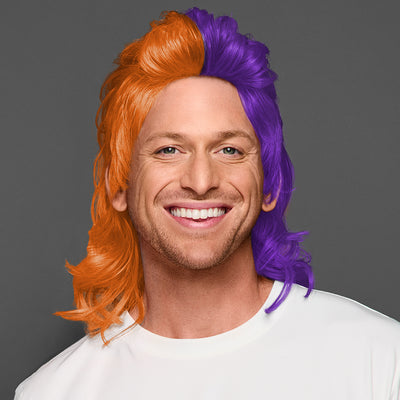 SPIRIT WEAR MVP MULLET WIG IN COLOR ORANGE 1595 & PURPLE 268