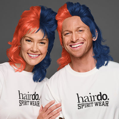 SPIRIT WEAR MVP MULLET WIG IN COLOR ORANGE 7417 & BLUE 2767