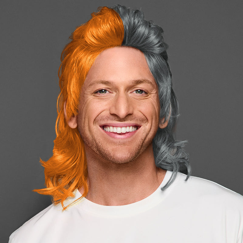 SPIRIT WEAR MVP MULLET WIG IN COLOR ORANGE 151 & GRAY 425