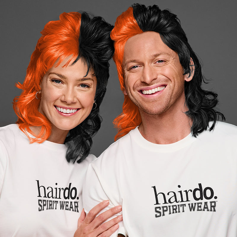 SPIRIT WEAR MVP MULLET WIG IN COLOR ORANGE 1665 & BLACK 6