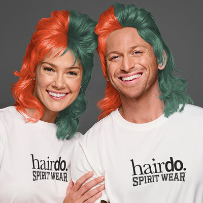 SPIRIT WEAR MVP MULLET WIG IN COLOR ORANGE 1665 & GREEN 3435