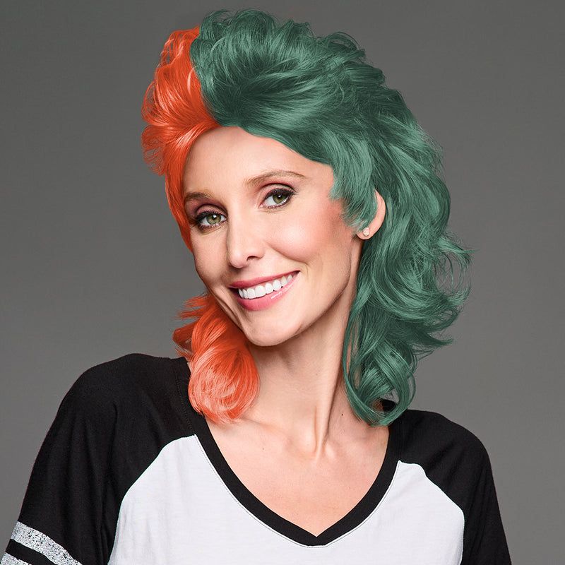 SPIRIT WEAR MVP MULLET WIG IN COLOR ORANGE 1665 & GREEN 3435