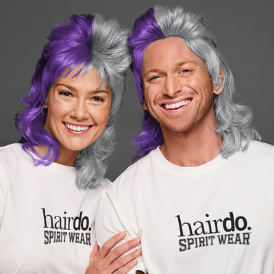 SPIRIT WEAR MVP MULLET WIG IN COLOR PURPLE 268 & GRAY 427