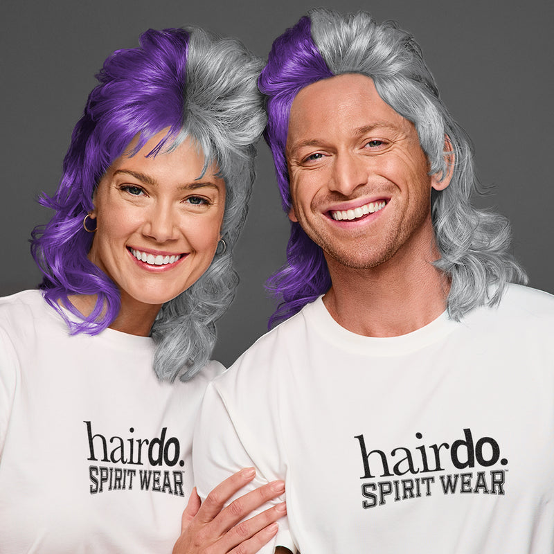 SPIRIT WEAR MVP MULLET WIG IN COLOR PURPLE 268 & GRAY 427