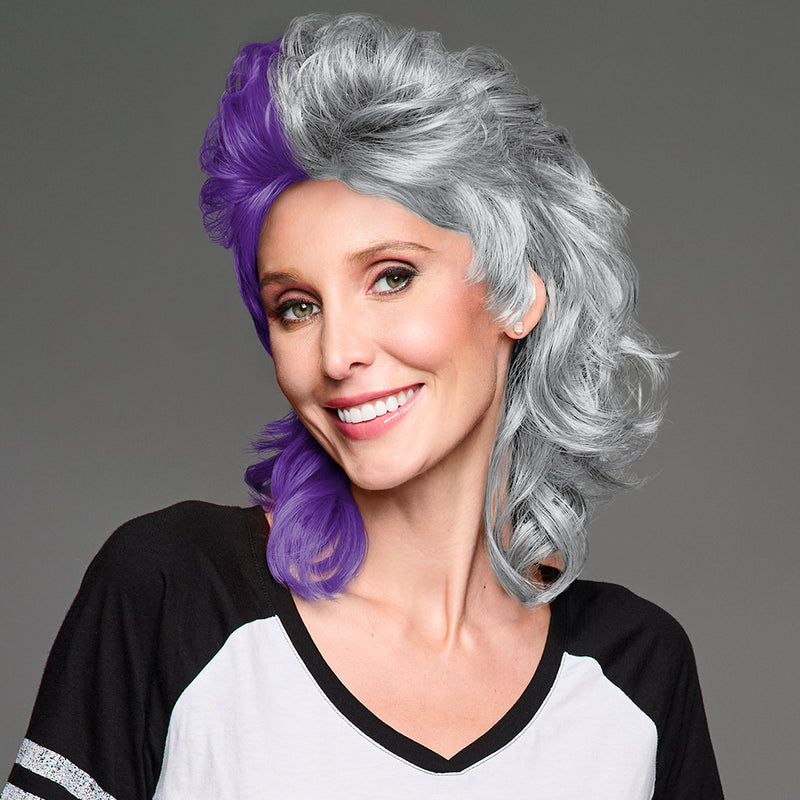 SPIRIT WEAR MVP MULLET WIG IN COLOR PURPLE 268 & GRAY 427