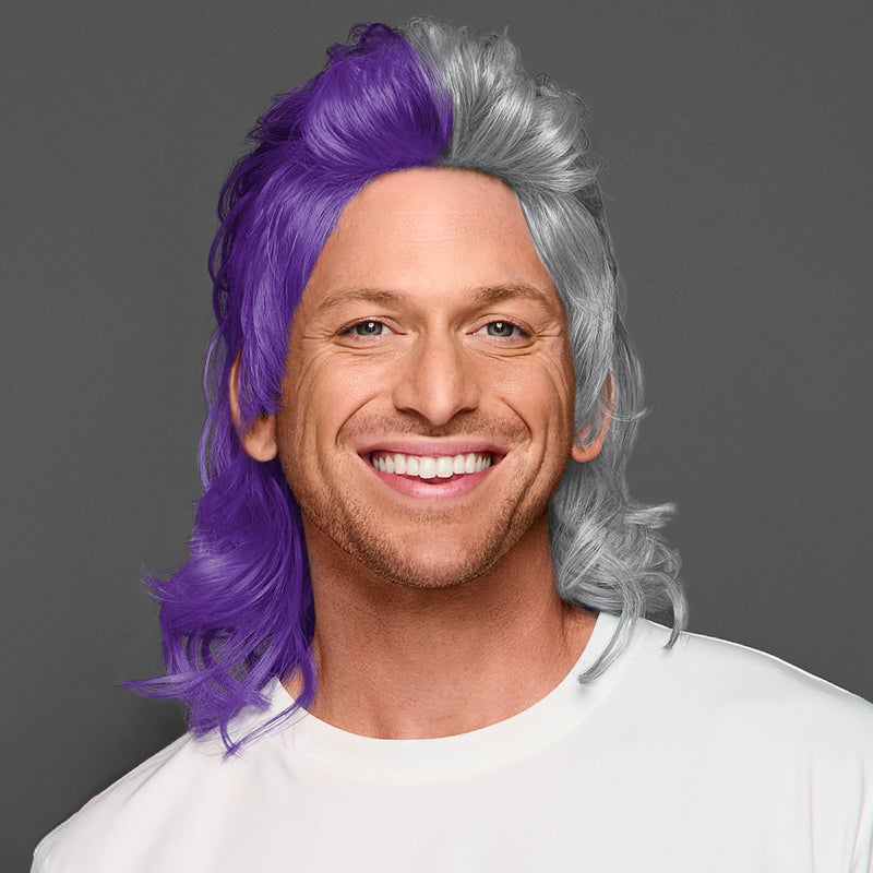SPIRIT WEAR MVP MULLET WIG IN COLOR PURPLE 268 & GRAY 427