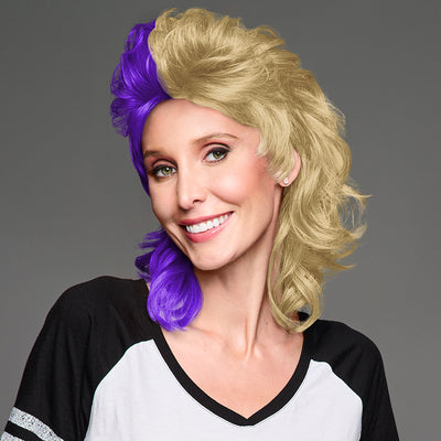 SPIRIT WEAR MVP MULLET WIG IN COLOR PURPLE 2685 & GOLD 7502