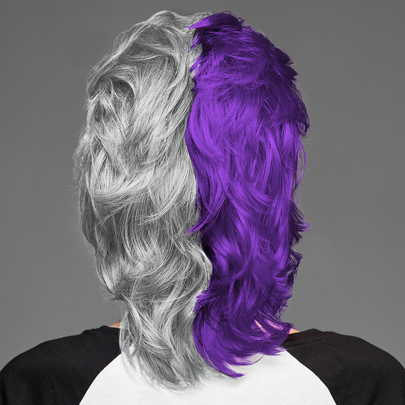 SPIRIT WEAR MVP MULLET WIG IN COLOR PURPLE 268 & GRAY 427