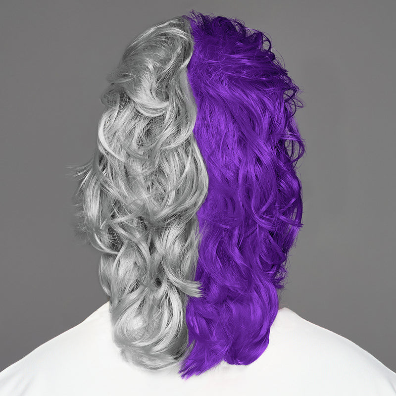 SPIRIT WEAR MVP MULLET WIG IN COLOR PURPLE 268 & GRAY 427