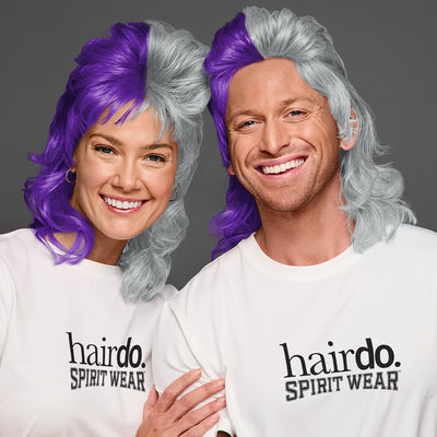 SPIRIT WEAR MVP MULLET WIG IN COLOR PURPLE 268 & GRAY 429