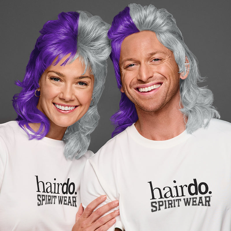 SPIRIT WEAR MVP MULLET WIG IN COLOR PURPLE 268 & GRAY 429