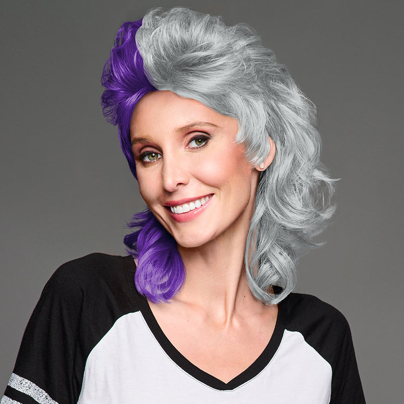 SPIRIT WEAR MVP MULLET WIG IN COLOR PURPLE 268 & GRAY 429