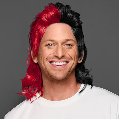SPIRIT WEAR MVP MULLET WIG IN COLOR RED 186 & BLACK
