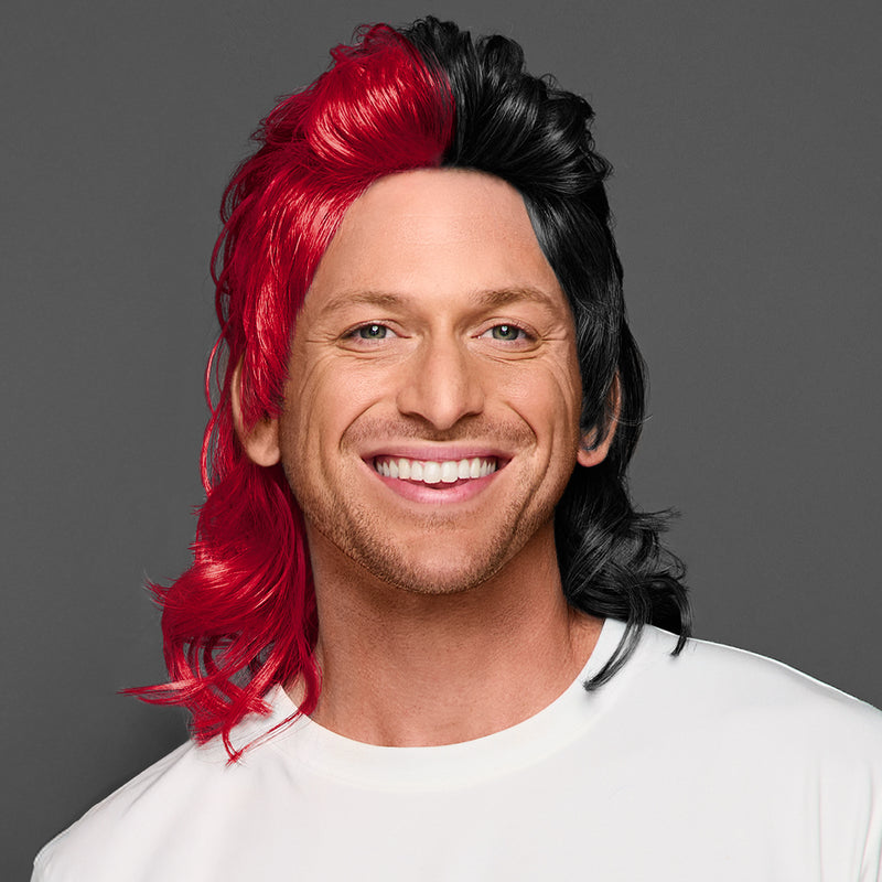 SPIRIT WEAR MVP MULLET WIG IN COLOR RED 186 & BLACK