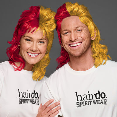SPIRIT WEAR MVP MULLET WIG IN COLOR RED 186 & GOLD 1235