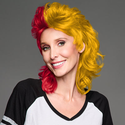 SPIRIT WEAR MVP MULLET WIG IN COLOR RED 186 & GOLD 1235