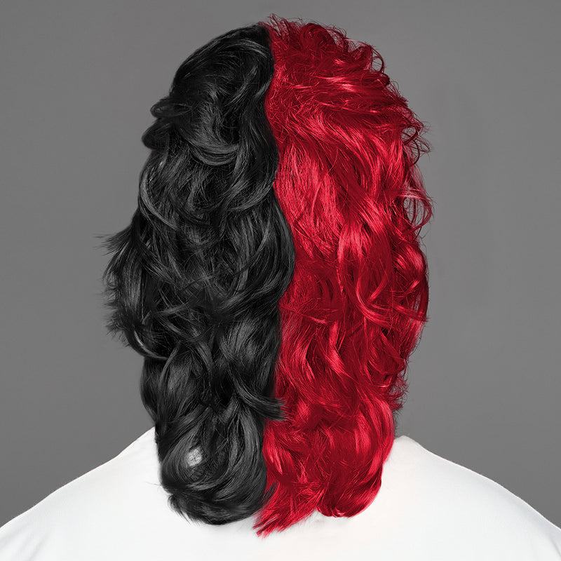 SPIRIT WEAR MVP MULLET WIG IN COLOR RED 186 & BLACK