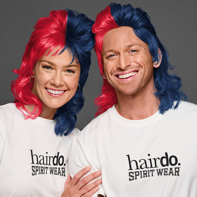 SPIRIT WEAR MVP MULLET WIG IN COLOR RED 186 & BLUE 2767