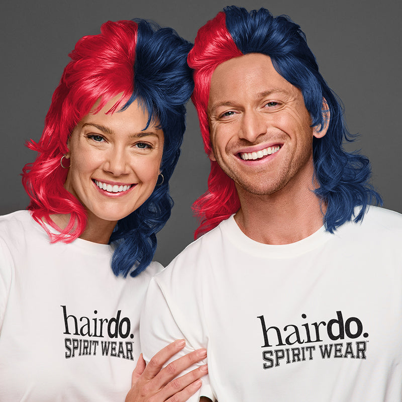 SPIRIT WEAR MVP MULLET WIG IN COLOR RED 186 & BLUE 2767