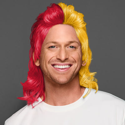 SPIRIT WEAR MVP MULLET WIG IN COLOR RED 186 & GOLD 142