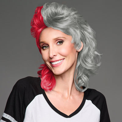 SPIRIT WEAR MVP MULLET WIG IN COLOR RED 186 & GRAY 421