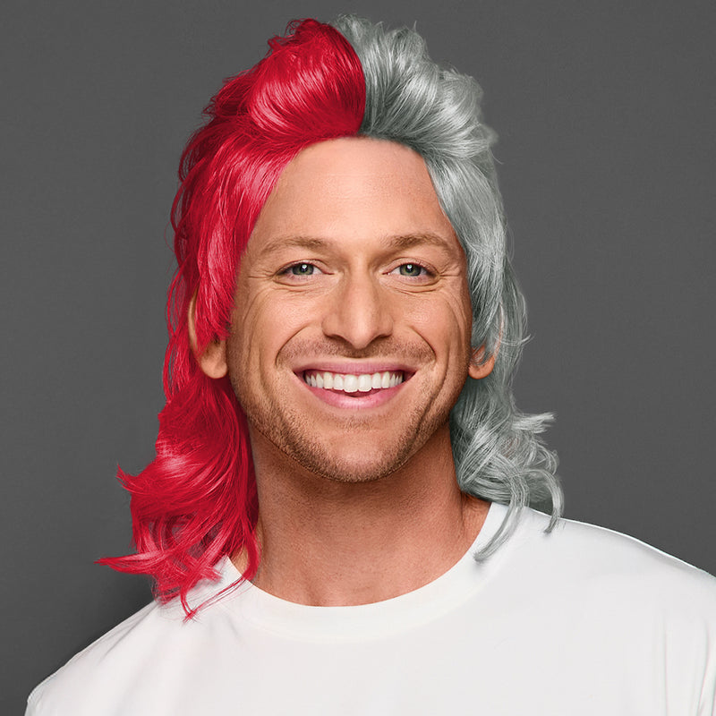 SPIRIT WEAR MVP MULLET WIG IN COLOR RED 186 & GRAY 421