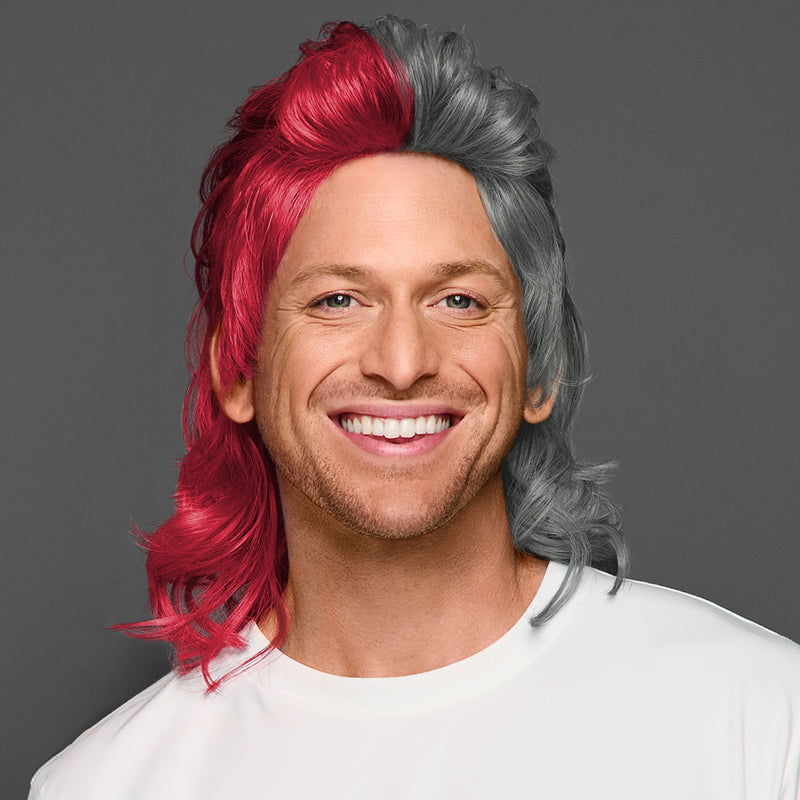 SPIRIT WEAR MVP MULLET WIG IN COLOR RED 7427 & GRAY 424