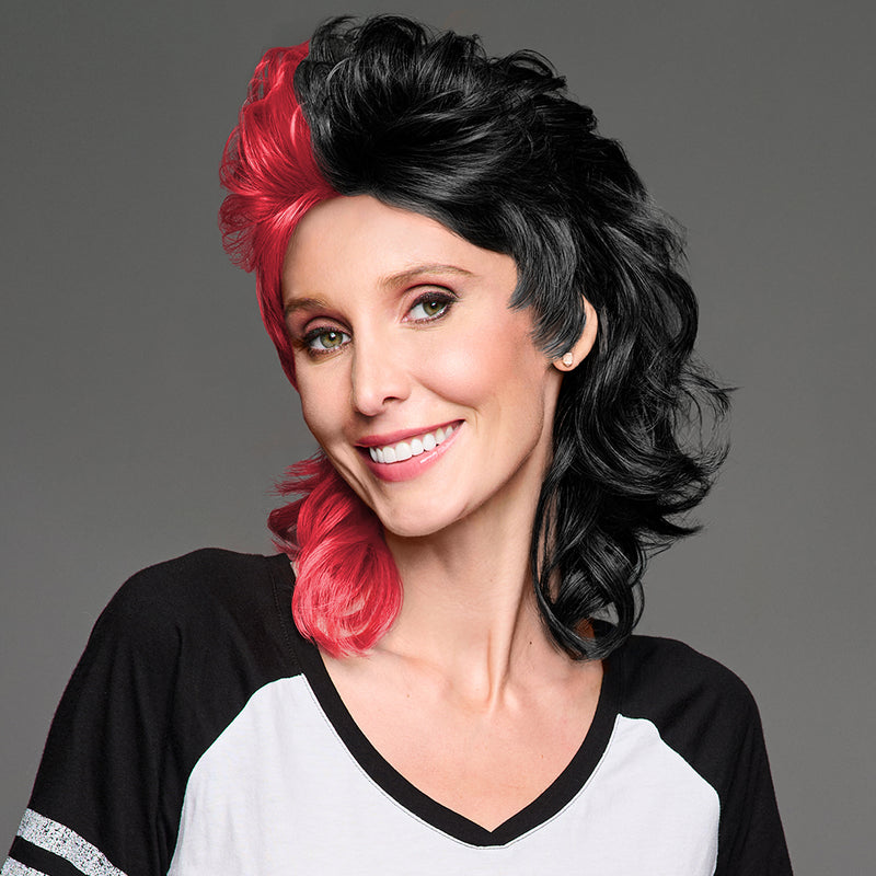 SPIRIT WEAR MVP MULLET WIG IN COLOR RED 200 & BLACK