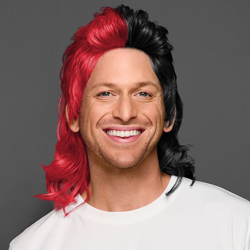 SPIRIT WEAR MVP MULLET WIG IN COLOR RED 200 & BLACK