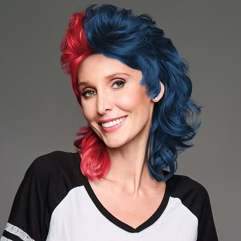 SPIRIT WEAR MVP MULLET WIG IN COLOR RED 200 & BLUE 296