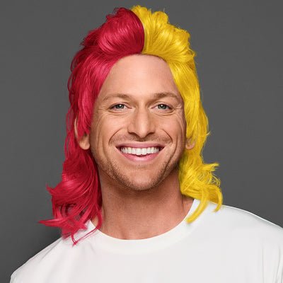 SPIRIT WEAR MVP MULLET WIG IN COLOR RED 201 & GOLD 123