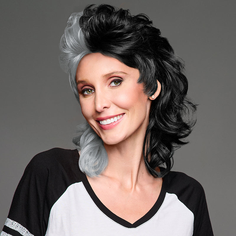 SPIRIT WEAR MVP MULLET WIG IN COLOR SILVER 877 & BLACK