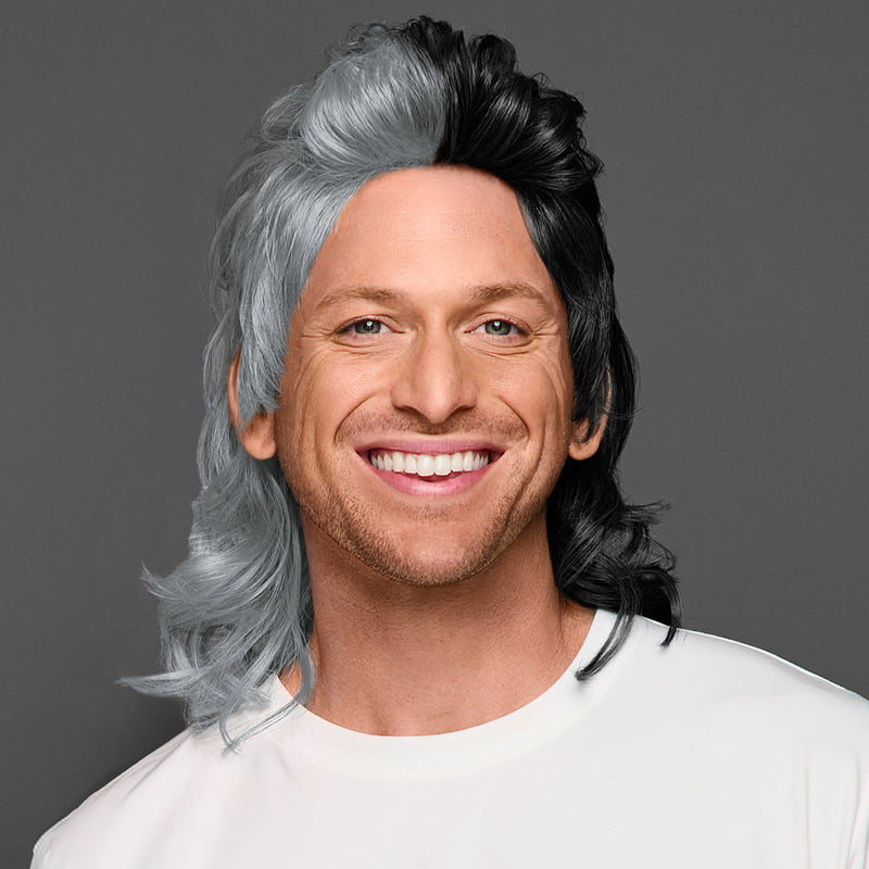 SPIRIT WEAR MVP MULLET WIG IN COLOR SILVER 877 & BLACK
